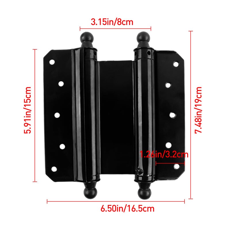 TamBee 6inch Double Action Spring Hinges, Self Closing Swinging Door Hinges Saloon Door Hinges for Cafe, Kitchen, Bar Doors, Including Pins and Screws, 2 PC - Image 2
